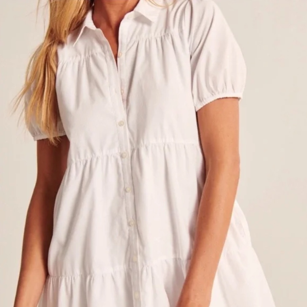 Abercrombie & Fitch Poplin White Mini Dress